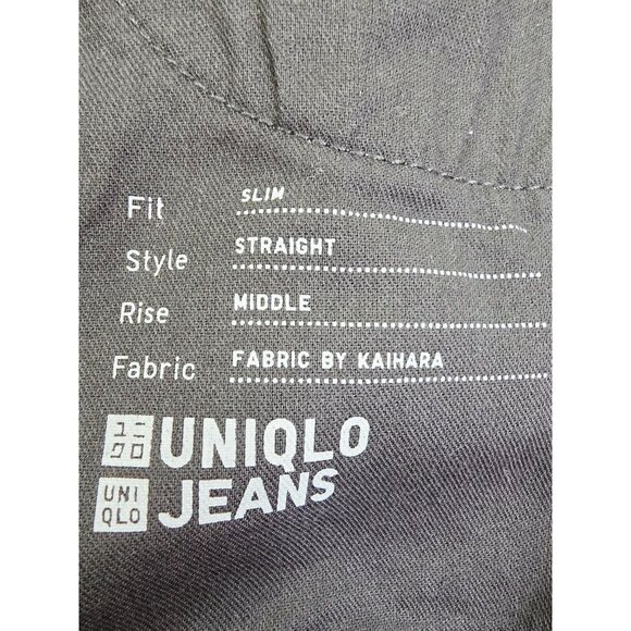 Uniqlo Size 28X27 Womens Slim Straight Mid Rise Kaihara Fabric Blue Denim Jeans - Picture 6 of 12